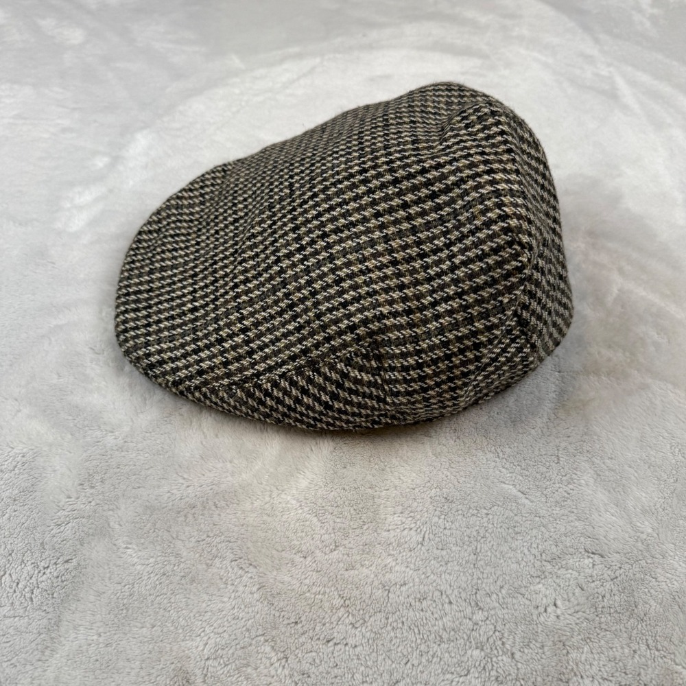 Newhattan Mens Brown Houndstooth Flat Cap Wool Blend Ivy Hat Size M 2073-1